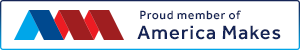 Blue a and red m logo followed by text that reads proud member of America makes.